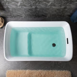 WOODBRIDGE Lakewood 48 in. x 27.5 in. Acrylic Flat Bottom Soaking Bathtub with Reversible Drain in White with Matte Black