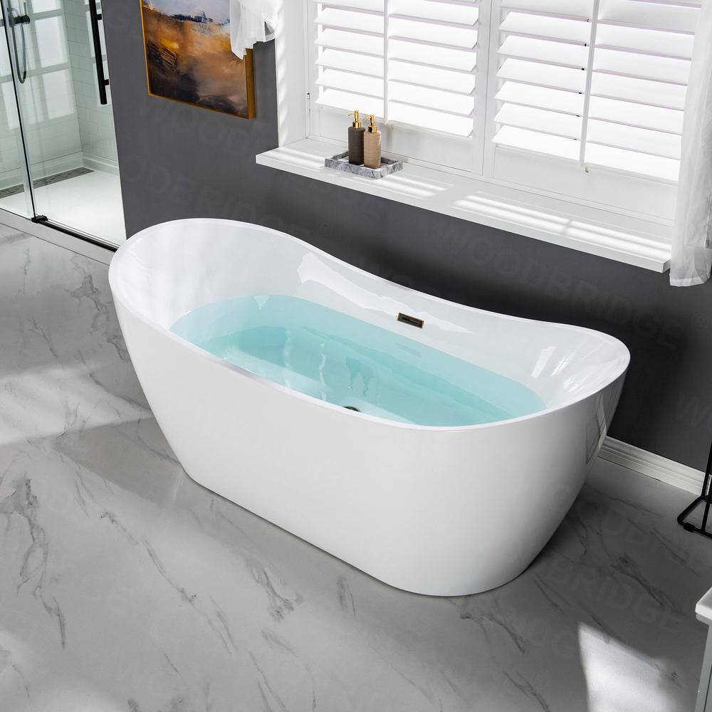 Irvington 71 in. Acrylic FlatBottom Double Slipper Bathtub with Oil-Rubbed Bronze Overflow and Drain Included in White