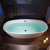 WOODBRIDGE 71 in. Acrylic FlatBottom Double-Ended Freestanding Bathtub, Oil-Rubbed Bronze Overflow & Drain, White
