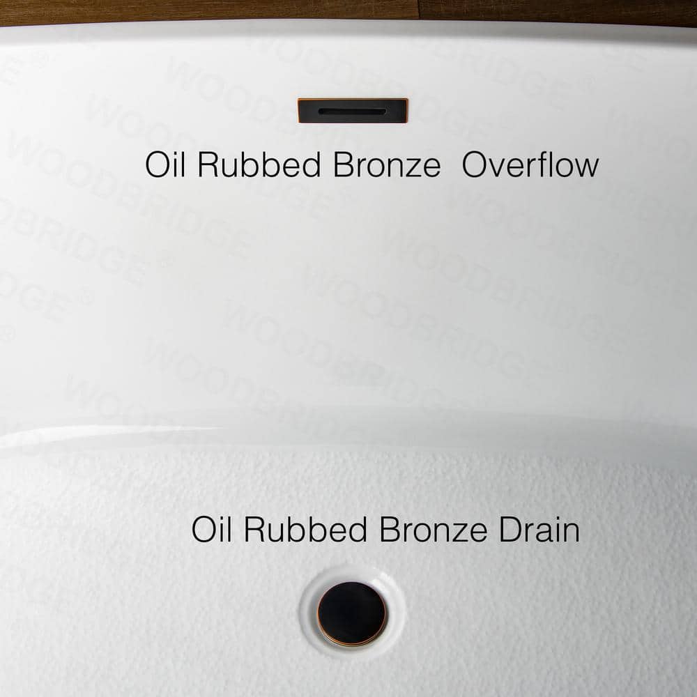 WOODBRIDGE 71 in. Acrylic FlatBottom Double-Ended Freestanding Bathtub, Oil-Rubbed Bronze Overflow & Drain, White