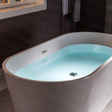 WOODBRIDGE 59 in. L x 29.5 in. W Acrylic Flat Bottom Soaking Bathtub in White with Polished Chrome Drain and Tub Filler
