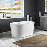 WOODBRIDGE Bridgewater 56 in. Acrylic Freestanding Double-Ended Soaking Bathtub with Drain and Overflow Included, White