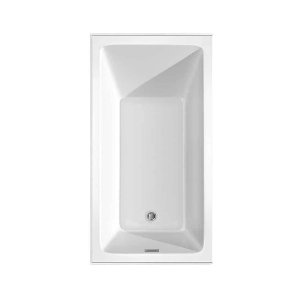Wyndham Collection Grayley 60" x 32" Alcove Soaking Bathtub with Left Drain and Chrome Trim