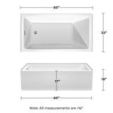 Wyndham Collection Grayley 60" x 32" Alcove Soaking Bathtub with Left Drain and Chrome Trim