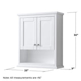 Wyndham Collection Avery 25 in. W Bathroom Wall Cabinet in White