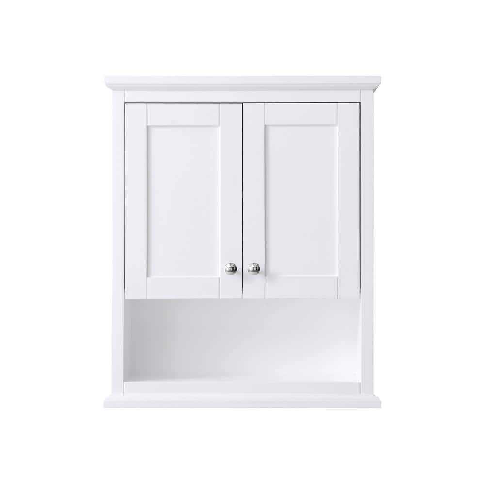 Wyndham Collection Avery 25 in. W Bathroom Wall Cabinet in White
