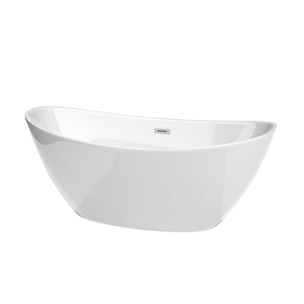 Wyndham Collection Dorrit 66" Freestanding Soaking Bathtub with Chrome Trim
