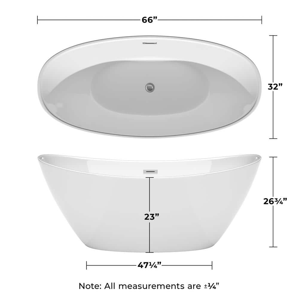 Wyndham Collection Dorrit 66" Freestanding Soaking Bathtub with Chrome Trim