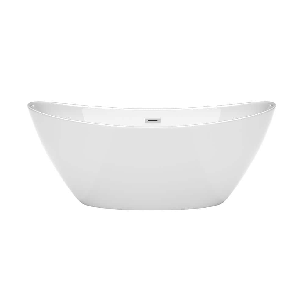 Wyndham Collection Dorrit 66" Freestanding Soaking Bathtub with Chrome Trim