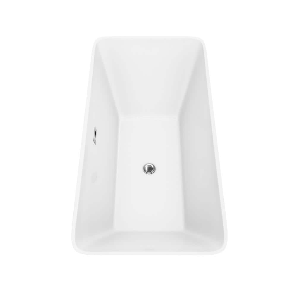 Wyndham Collection Tiffany 59 in. Acrylic Freestanding Soaking Tub in White