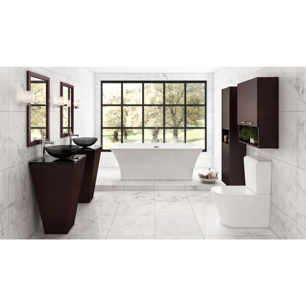 Wyndham Collection Tiffany 59 in. Acrylic Freestanding Soaking Tub in White