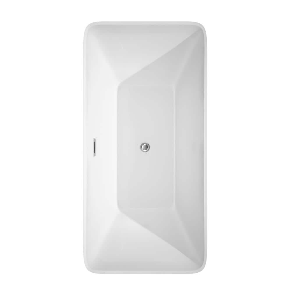 Wyndham Collection Tiffany 59 in. Acrylic Freestanding Soaking Tub in White