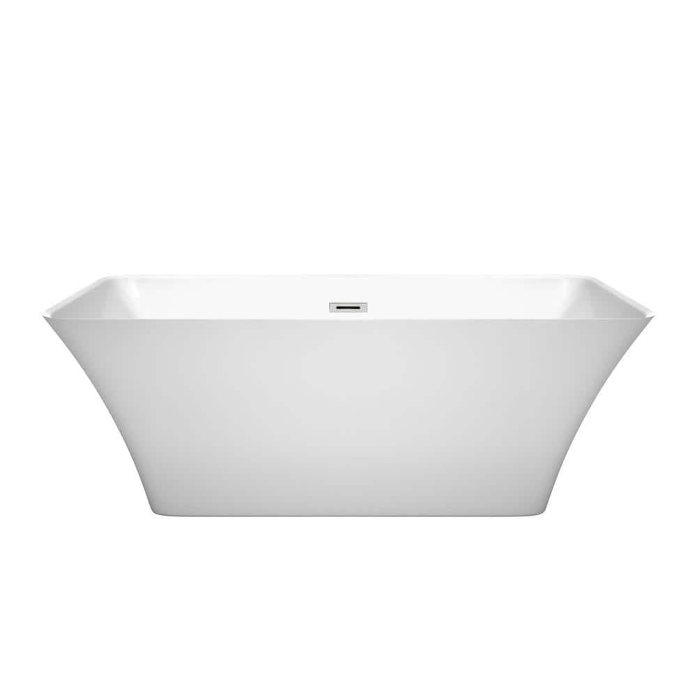 Wyndham Collection Tiffany 59 in. Acrylic Freestanding Soaking Tub in White