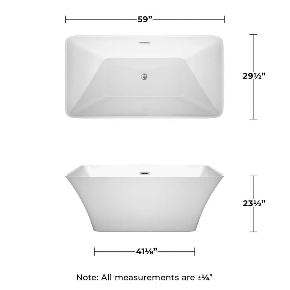 Wyndham Collection Tiffany 59 in. Acrylic Freestanding Soaking Tub in White
