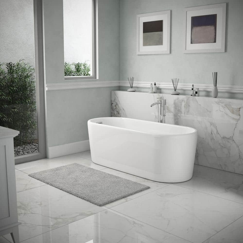 Wyndham Collection Ursula 67 in. Acrylic Freestanding Soaking Tub with Chrome Trim