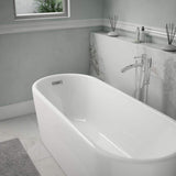 Wyndham Collection Ursula 67 in. Acrylic Freestanding Soaking Tub with Chrome Trim
