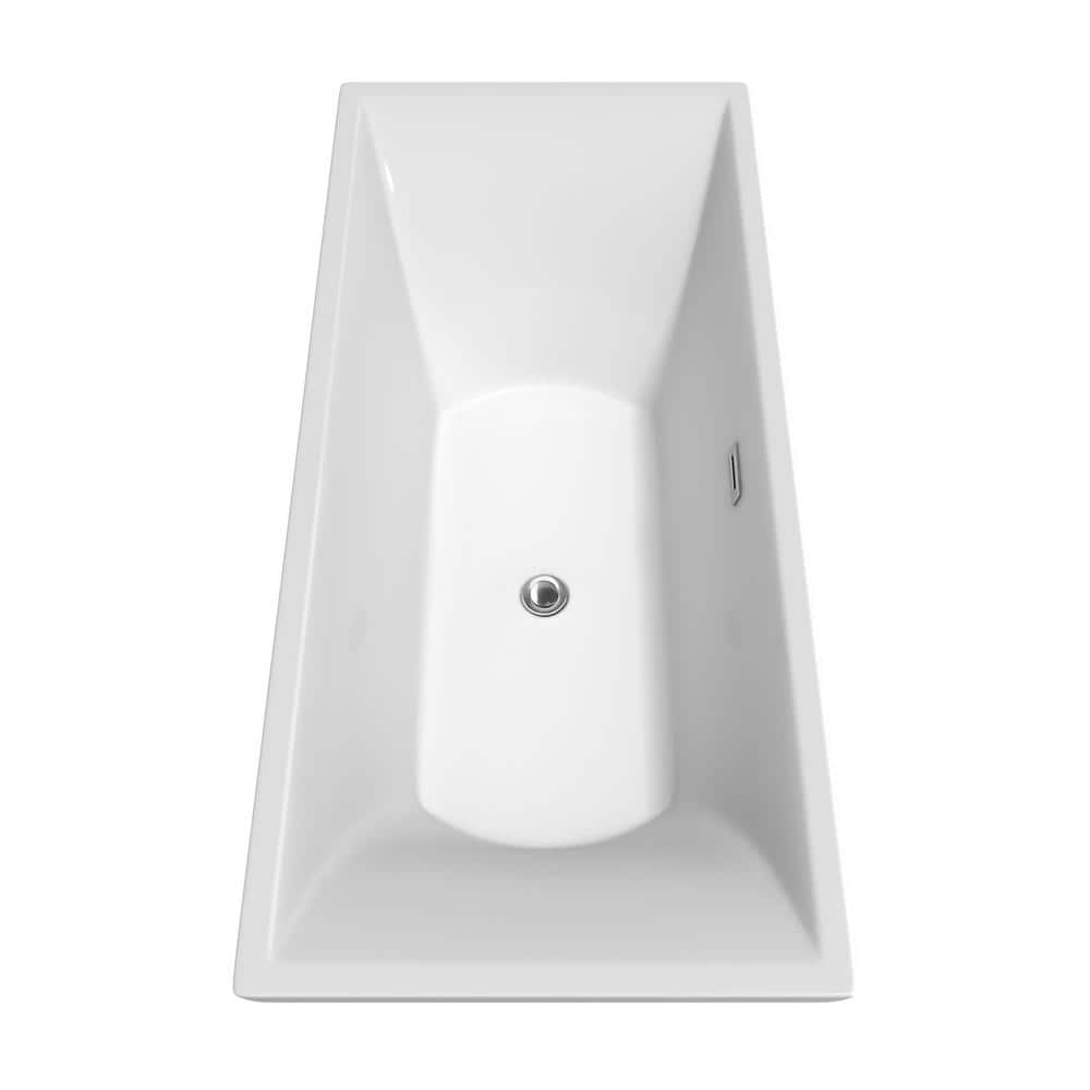 Wyndham Collection Maryam 70.75 in. Acrylic Freestanding Soaking Tub in White with Chrome Trim