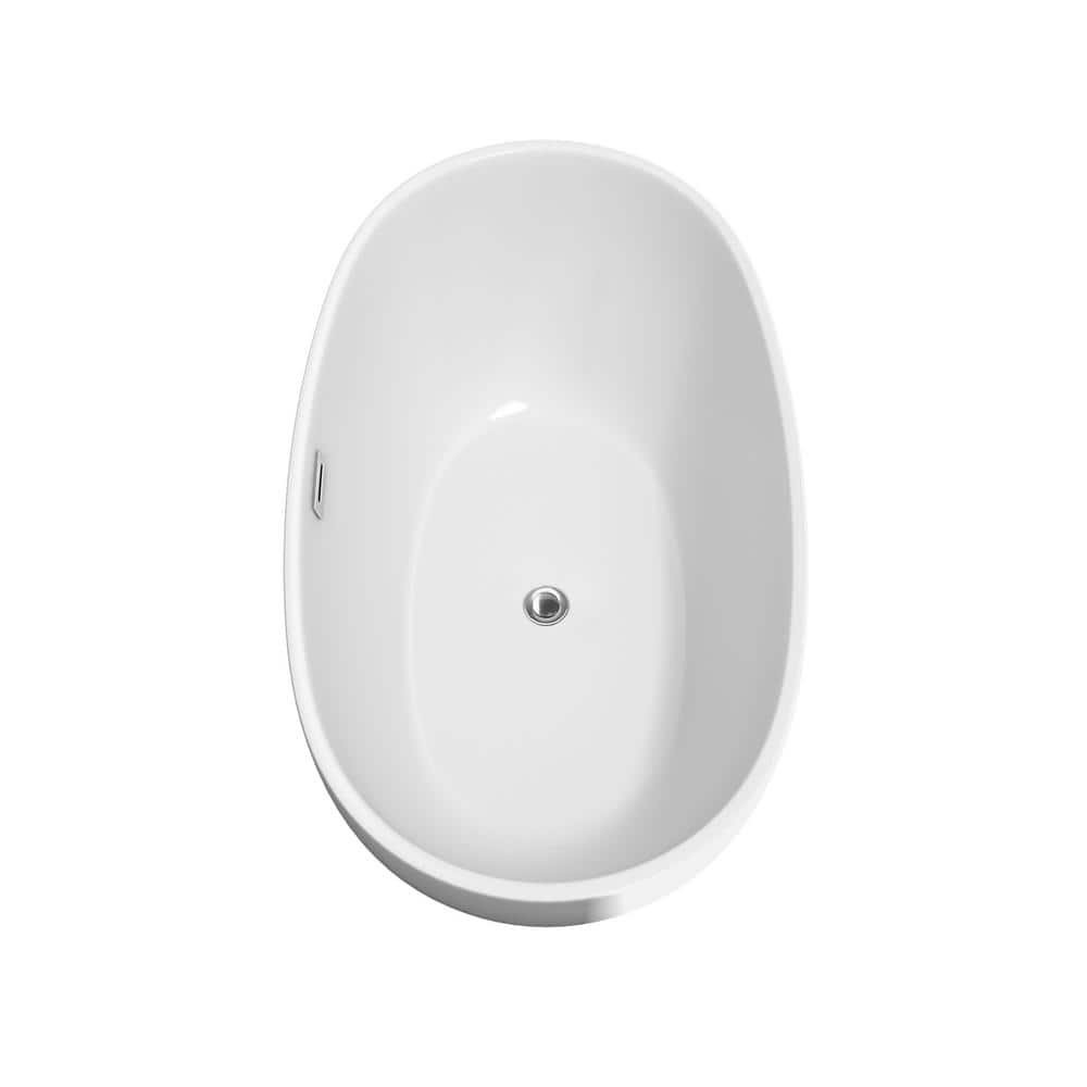 Wyndham Collection Juno 4.9 ft Acrylic Freestanding Bathtub - White with Chrome Trim