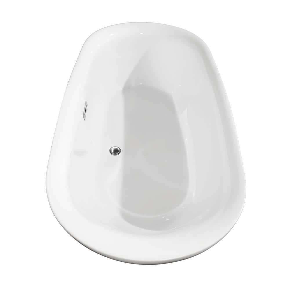 Wyndham Collection Melissa 65 in. Acrylic Freestanding Soaking Tub - White with Chrome Trim