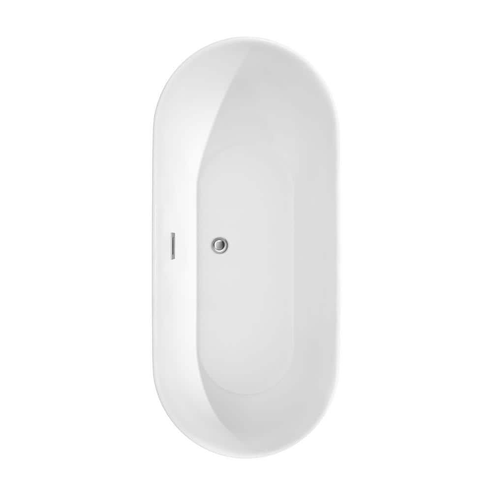 Wyndham Collection Melissa 65 in. Acrylic Freestanding Soaking Tub - White with Chrome Trim