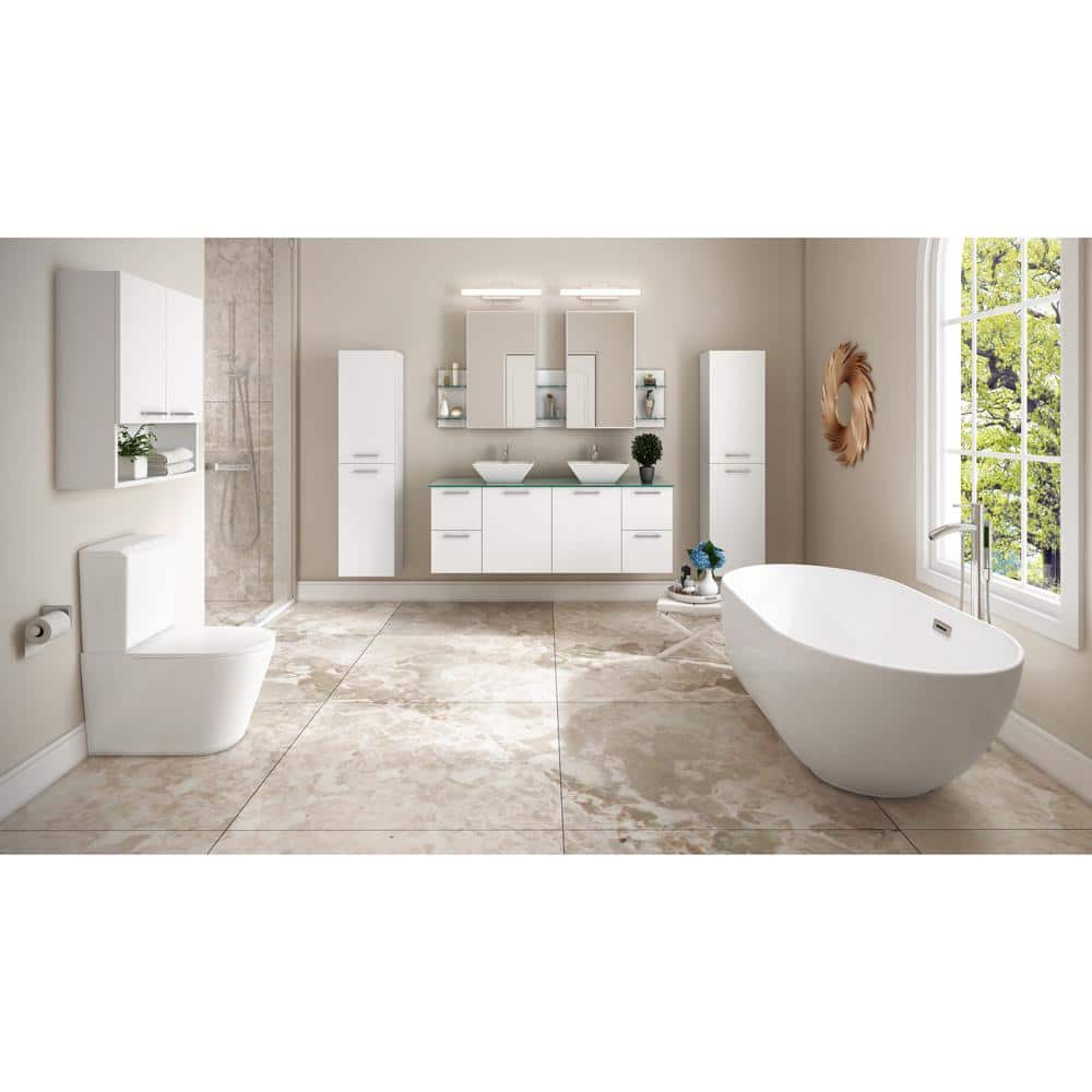 Wyndham Collection Melissa 65 in. Acrylic Freestanding Soaking Tub - White with Chrome Trim