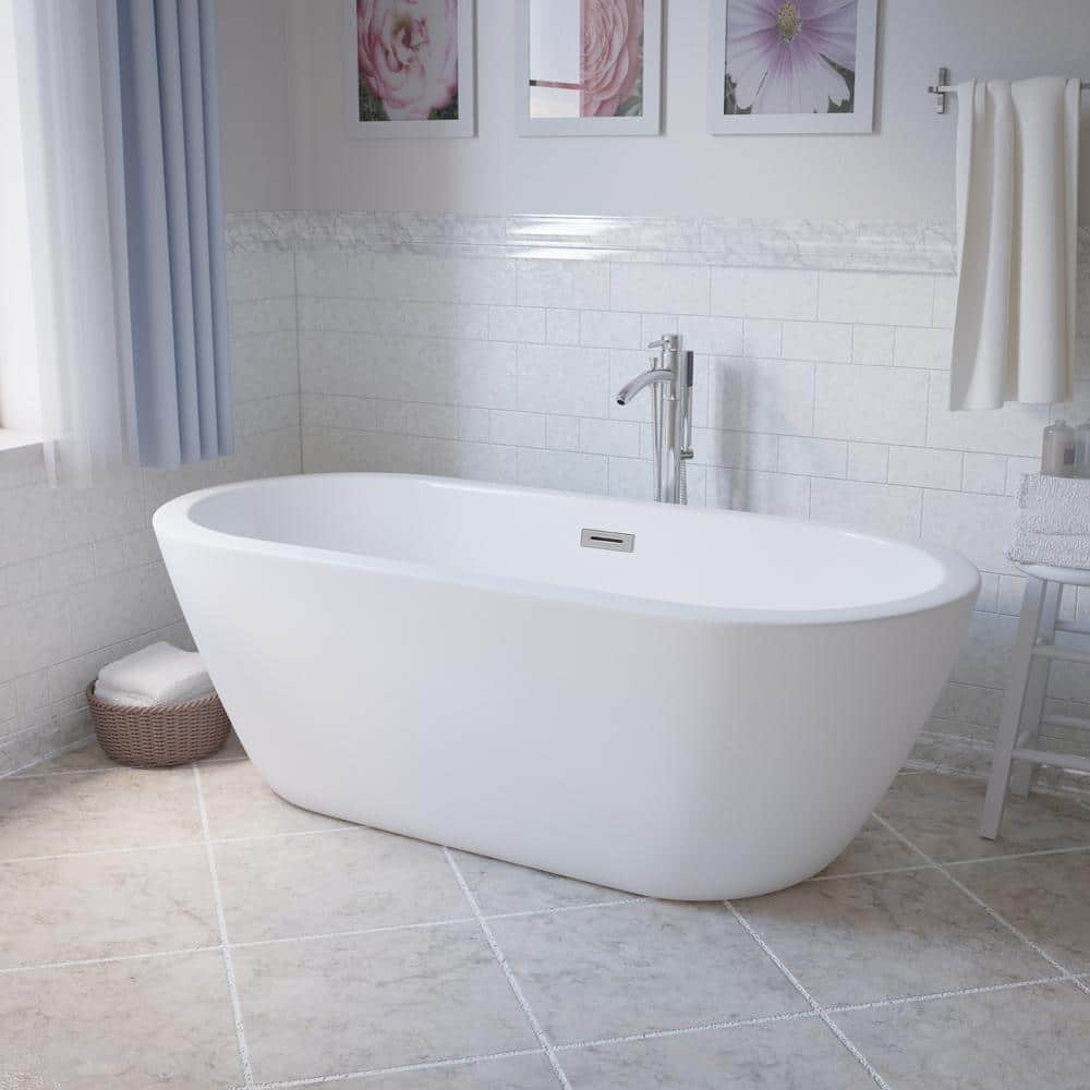 Wyndham Collection Soho 71.5 in. Acrylic Freestanding Soaking Tub in White