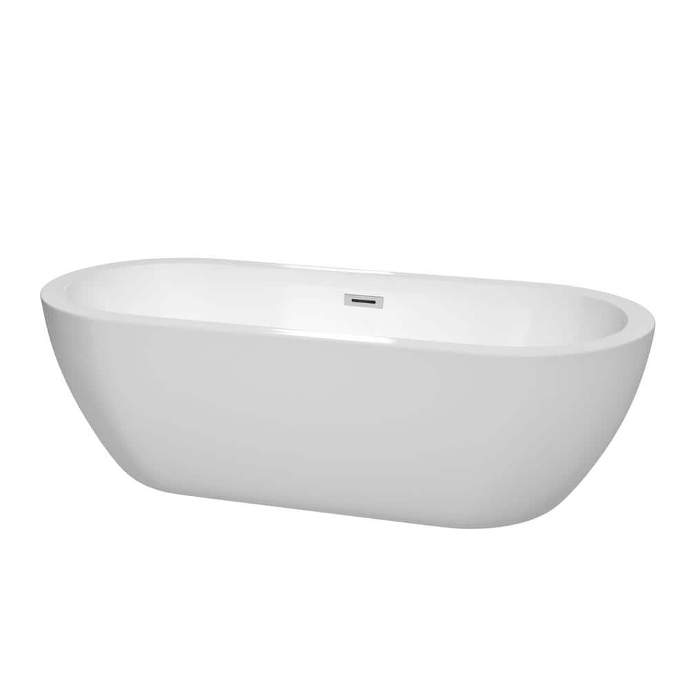 Wyndham Collection Soho 71.5 in. Acrylic Freestanding Soaking Tub in White