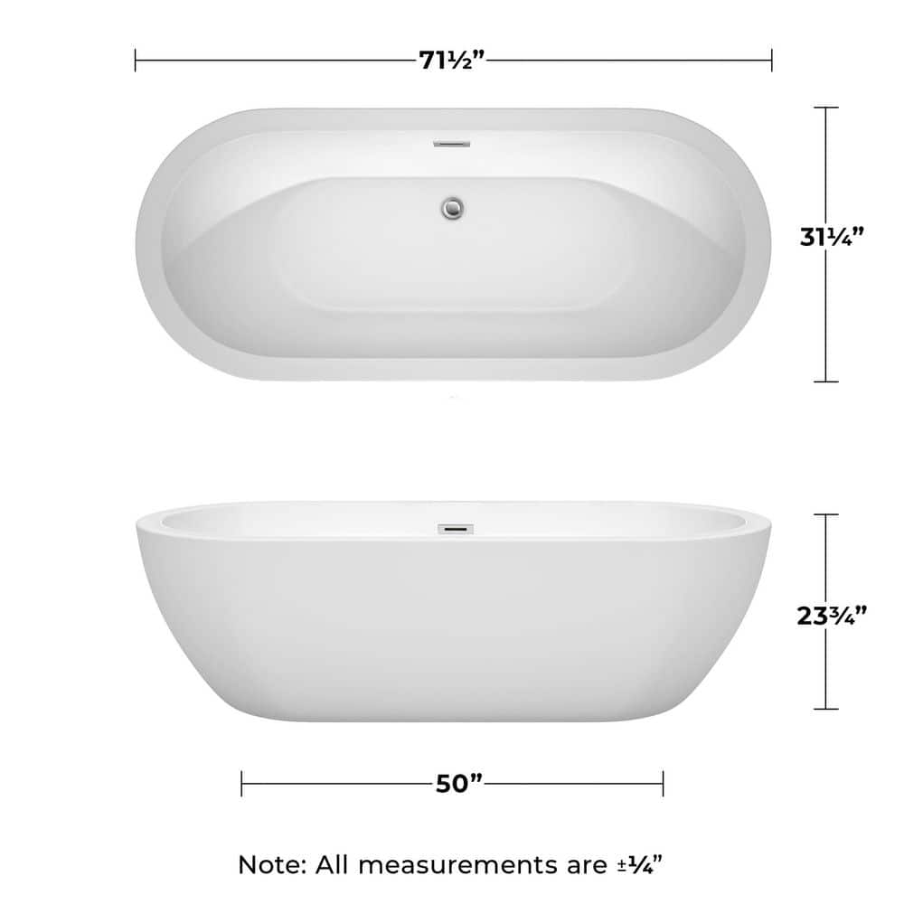 Wyndham Collection Soho 71.5 in. Acrylic Freestanding Soaking Tub in White