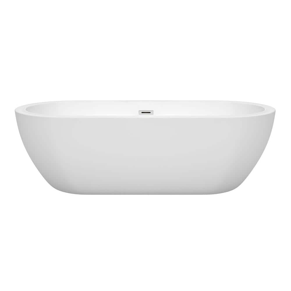 Wyndham Collection Soho 71.5 in. Acrylic Freestanding Soaking Tub in White