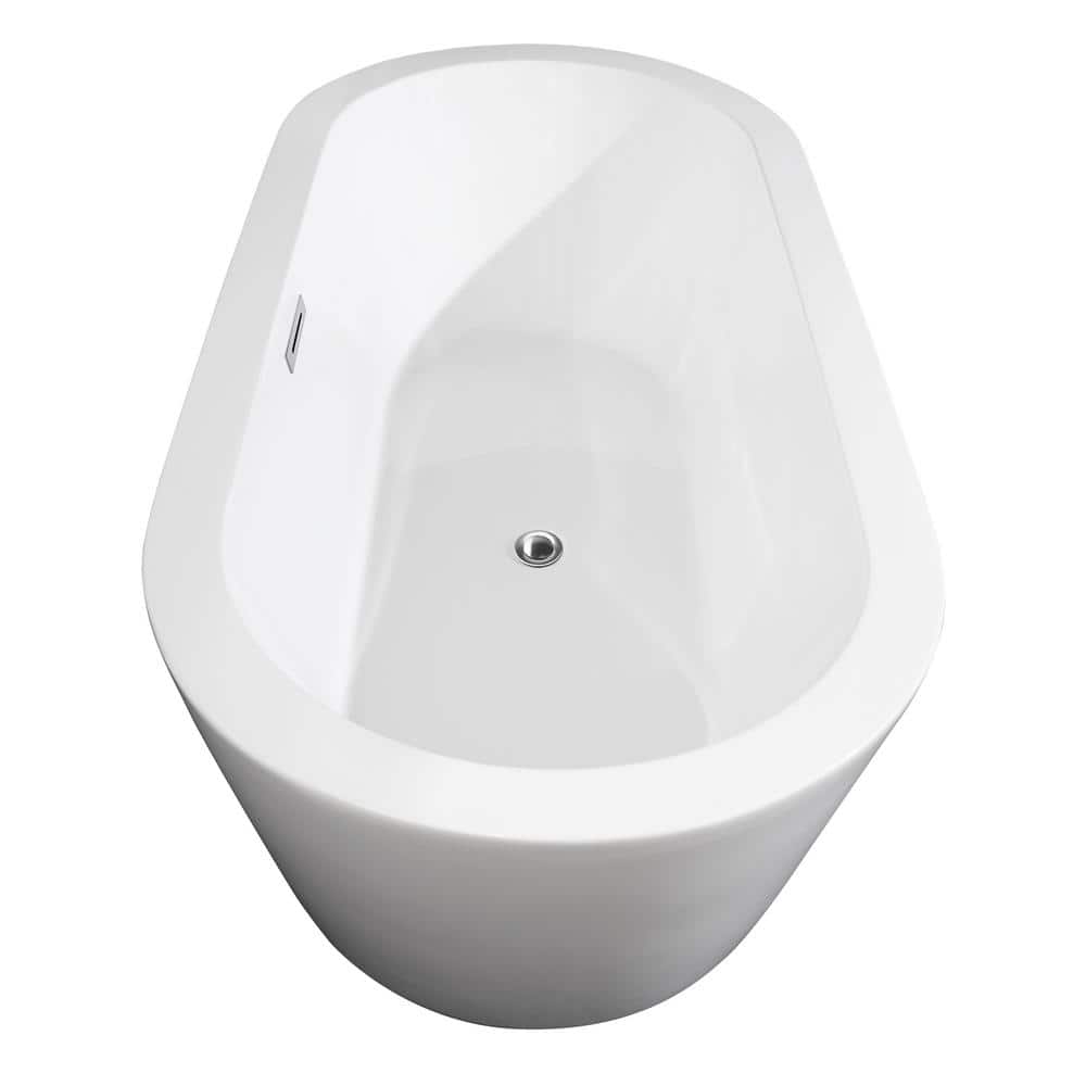 Wyndham Collection Mermaid 71 in. Acrylic Freestanding Soaking Tub in White