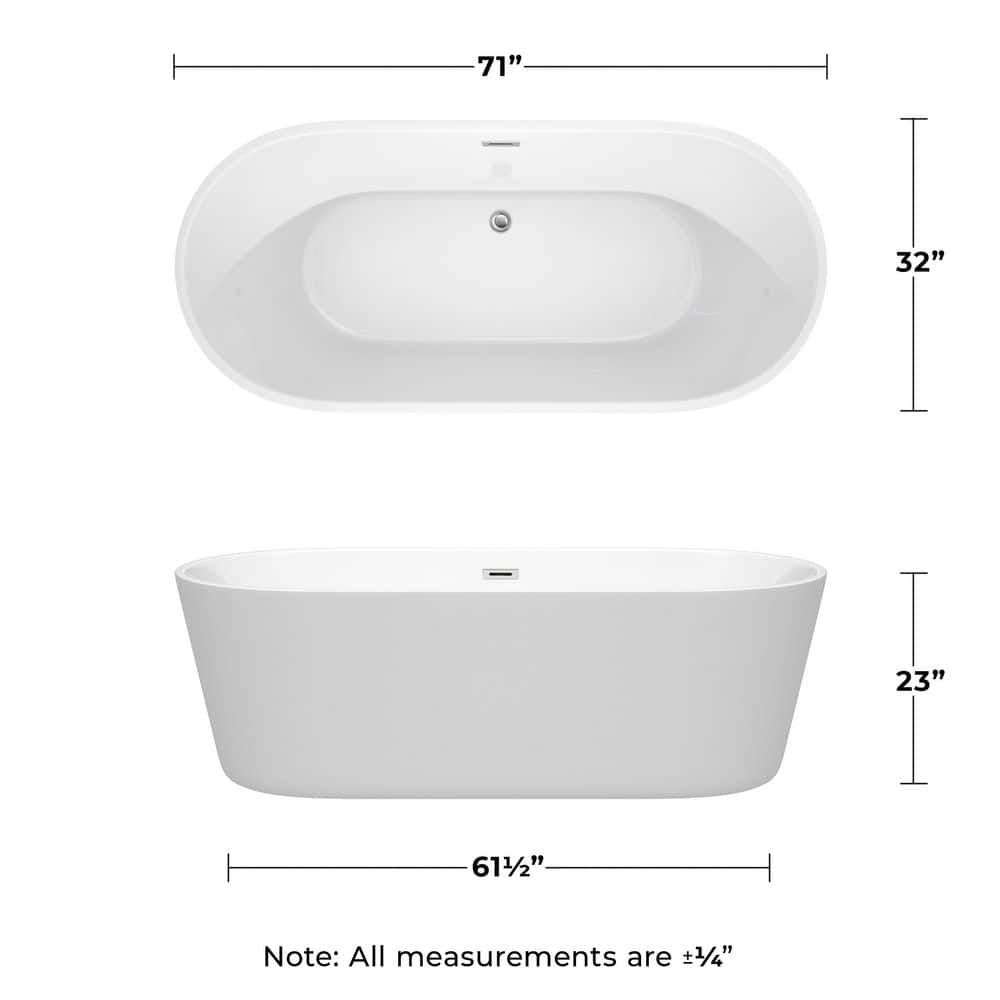 Wyndham Collection Carissa 5.9 ft. Acrylic Freestanding Bathtub with Chrome Trim