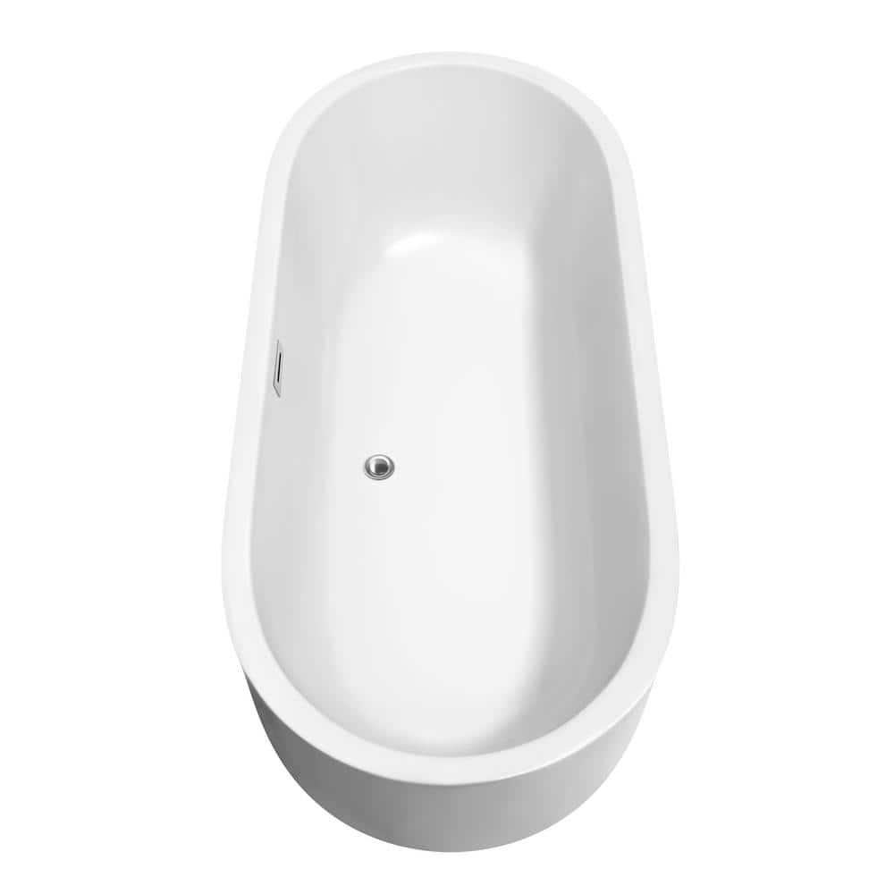 Wyndham Collection Juliette 5.9 ft Acrylic Freestanding Bathtub in White with Chrome Trim