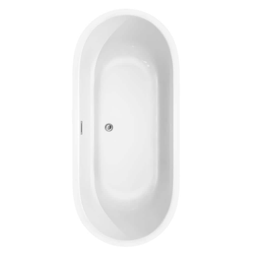 Wyndham Collection Juliette 5.9 ft Acrylic Freestanding Bathtub in White with Chrome Trim