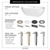 Wyndham Collection Brooklyn 60 in. Acrylic Freestanding Bathtub with Chrome Trim