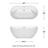 Wyndham Collection Brooklyn 60 in. Acrylic Freestanding Bathtub with Chrome Trim