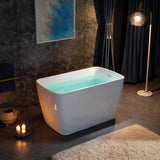 WOODBRIDGE Cube 48 in. x 27.5 in. Acrylic Flat Bottom Soaking Bathtub with Reversible Drain in White with Polished Chrome
