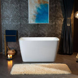 WOODBRIDGE Cube 48 in. x 27.5 in. Acrylic Flat Bottom Soaking Bathtub with Reversible Drain in White with Polished Chrome