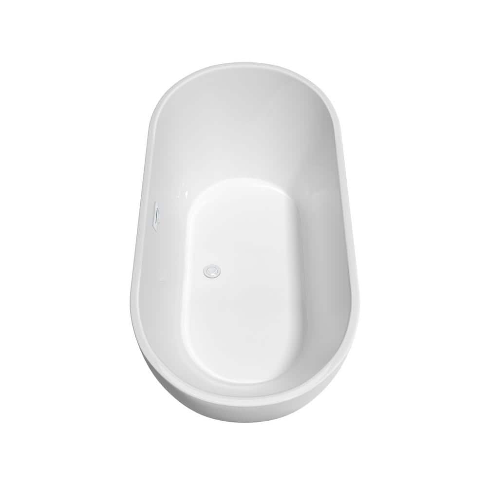 Wyndham Collection Brooklyn 60 in. Acrylic Freestanding Bathtub in White with Shiny Trim