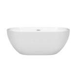 Wyndham Collection Brooklyn 60 in. Acrylic Freestanding Bathtub in White with Shiny Trim