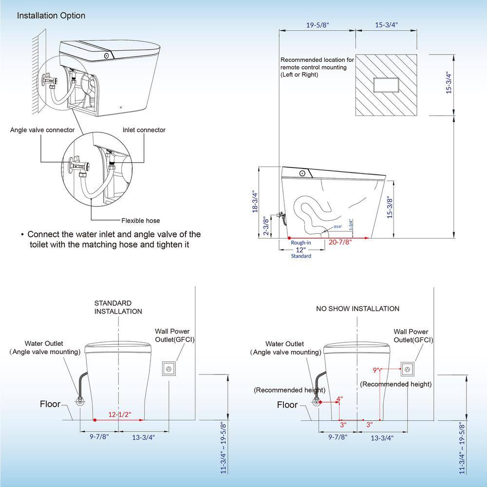 WOODBRIDGE Nutley Dual Flush Smart Bidet Toilet 1.28 GPF in White with Auto Features