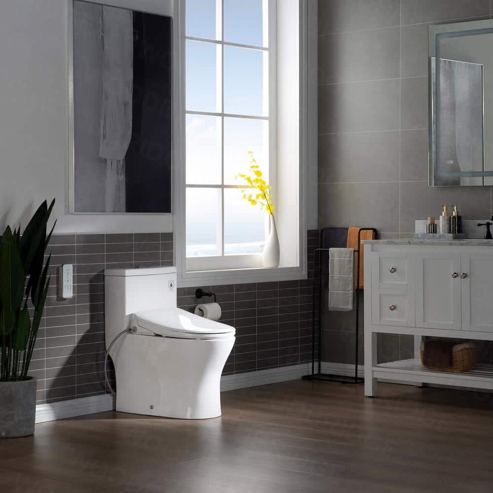 WOODBRIDGE Journey 1-Piece Dual Flush Elongated Smart Bidet Toilet in White