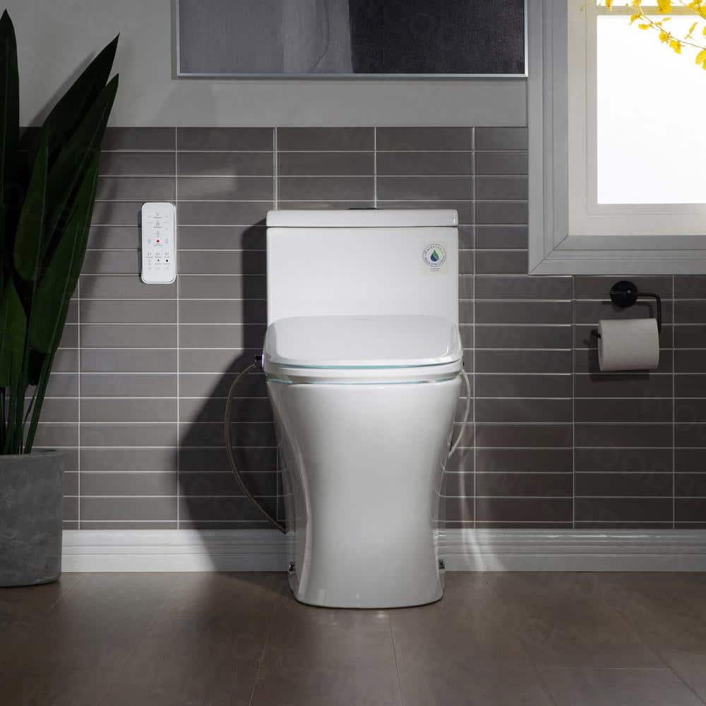 WOODBRIDGE Journey 1-Piece Dual Flush Elongated Smart Bidet Toilet in White