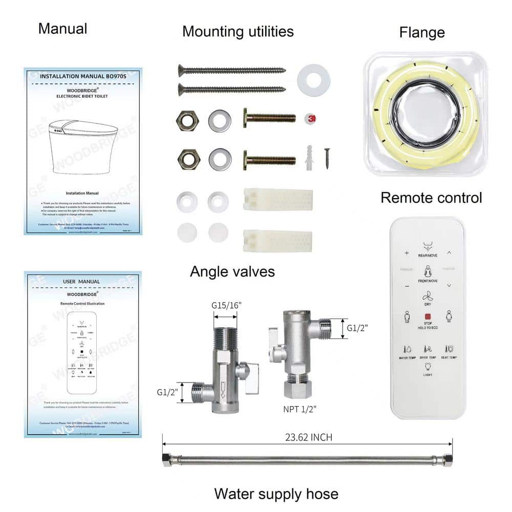 WOODBRIDGE Smart Bidet Toilet with Auto Flush and Foot Sensor Operation