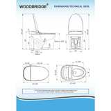 WOODBRIDGE Smart Bidet Toilet with Auto Flush and Foot Sensor Operation