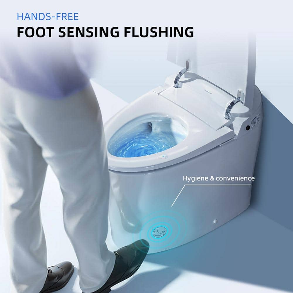 WOODBRIDGE Smart Bidet Toilet with Auto Flush and Foot Sensor Operation