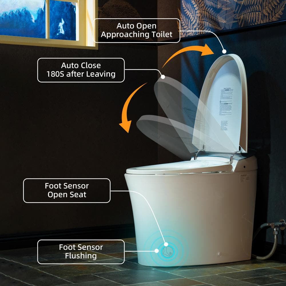 WOODBRIDGE Elongated ADA Smart Bidet Toilet 1.1/1.6 GPF, White, Auto Features