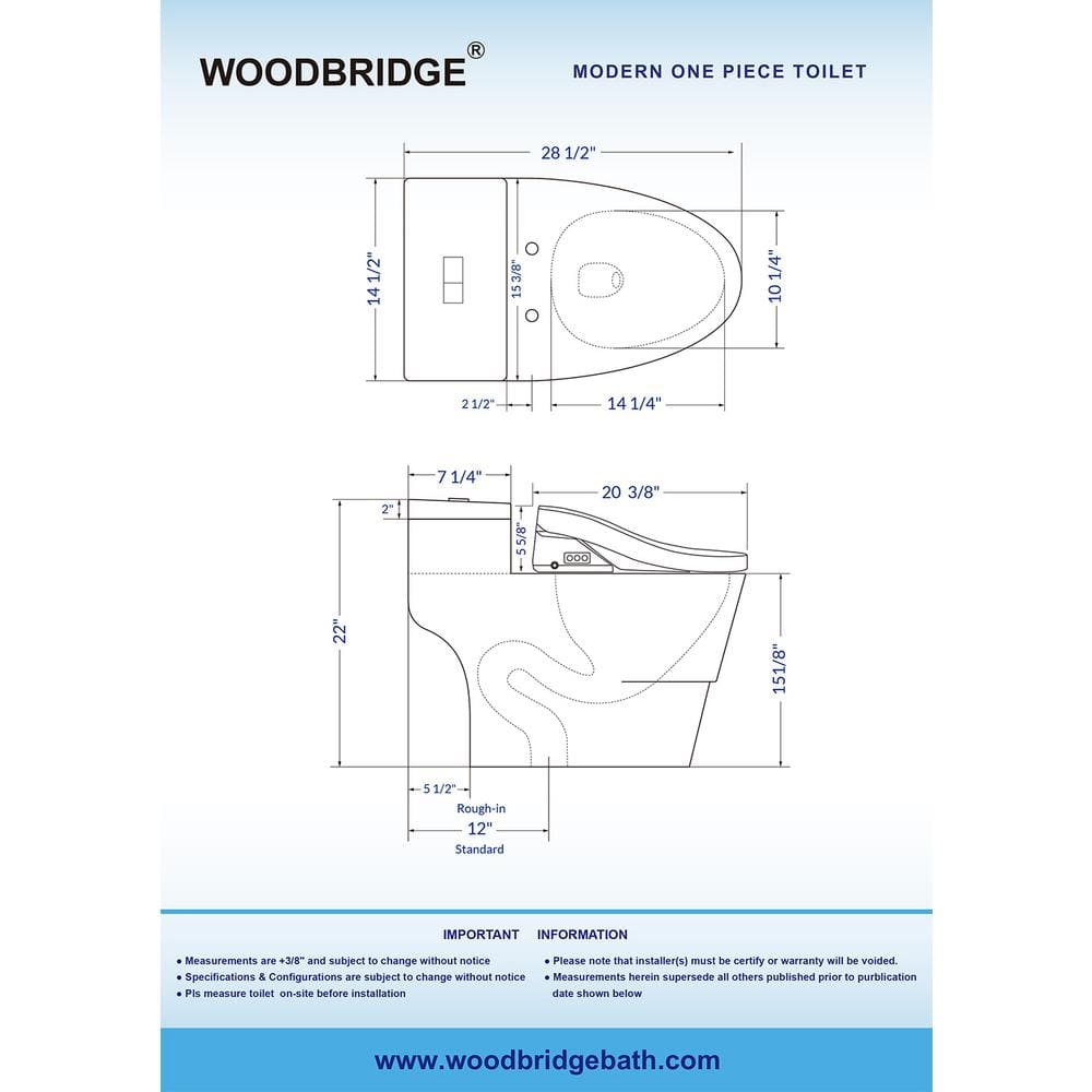 WOODBRIDGE Revel One-Piece Dual Flush Toilet with Smart Bidet