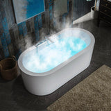WOODBRIDGE 67 in. Acrylic Flatbottom Whirlpool & Air Bathtub with Inline Heater, Tub Filler, Drain and Overflow – White