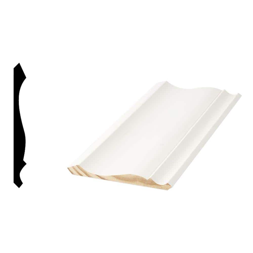 Woodgrain Millwork WM 45 9/16 in. x 5-1/4 in. x 96 in. Primed Finger-Jointed Crown Moulding