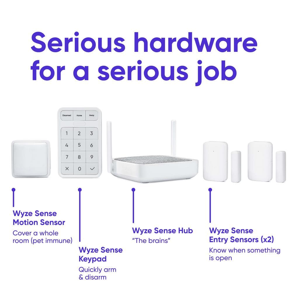 Wyze Wireless Home Security Sensor Kit with Hub, Keypad, Motion, Entry Sensors, and 6 Mo. of 24/7 Professional Monitoring